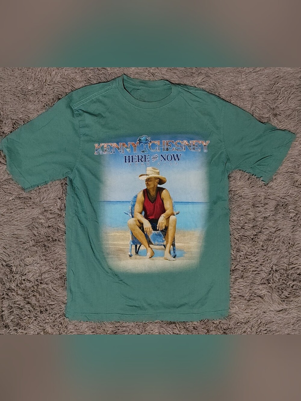 Kenny Chesney Here and Now Concert Teal Graphic T-Shirt Size Small